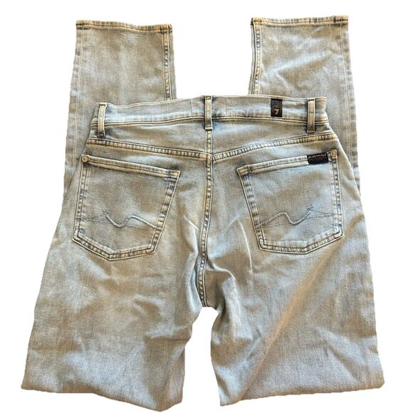 7 For All Mankind Men’s Adrien Jeans Size 30 Light Wash Straight NWOT Squiggle‎ - Picture 1 of 12